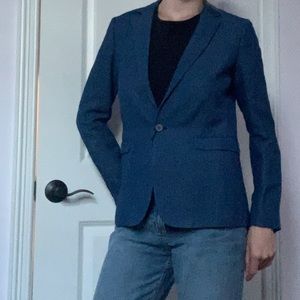Massimo Dutti Navy Single Button Blazer